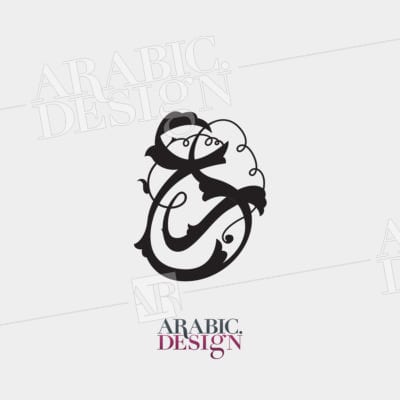 2 Arabic letters R+A tattoo design حرفين باللغة العربي الراح والعين ر + ع