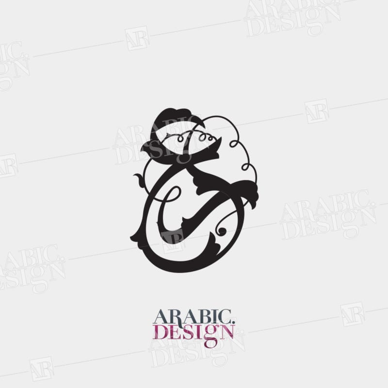 2 Arabic letters R+A tattoo design حرفين باللغة العربي الراح والعين ر + ع
